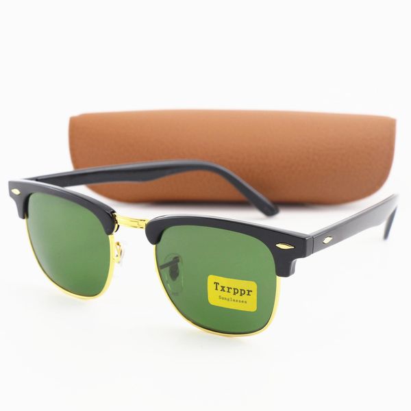 

10pcs popular black gold half frame semi-rimless mens womens fashion sunglasses retro uv400 sun glasses lens eyewear with box, White;black