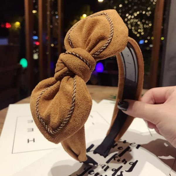 

fashion big bowknot hairband for women girls warm flannelette hair band hair accessories for ladies all-match headwear oem