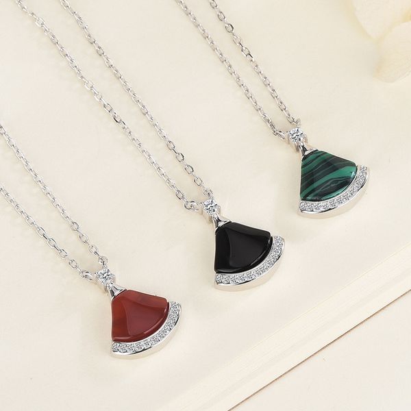 

s925 sterling silver initial necklace female skirt fan-shaped pendant clavicle chain jewelry lover gift travel souvenir