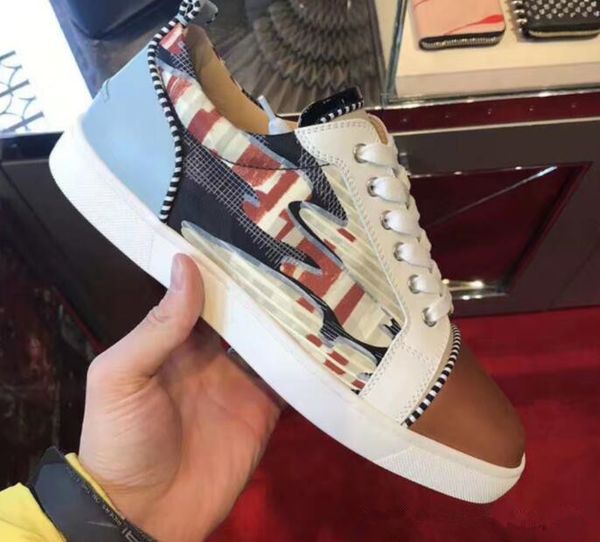 

2019s [originals box] new designer mens,womens sneakers shoes with printed leather leisure flats luxury red bottom sneaker, Black