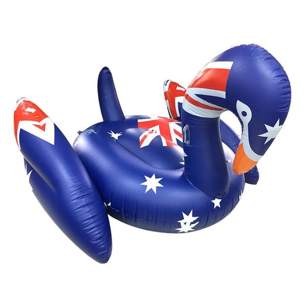 

190cm american flag giant swan pool float ride-on inflatable tube air mattress swimming ring summer water party fun toys