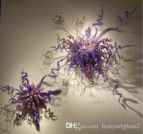 

light purple blown glass wall lamp modern style art decorative led wall sconce flower murano glass wall art