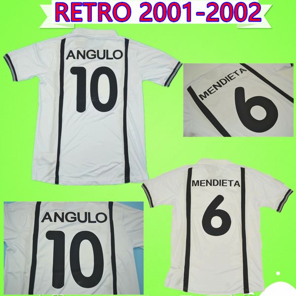 

#10 angulo #6 mendieta retro 2001 2002 soccer jerseys home white classic vintage football shirts #17 sanchez #7 carew #14 vicente #8 baraja, Black;yellow