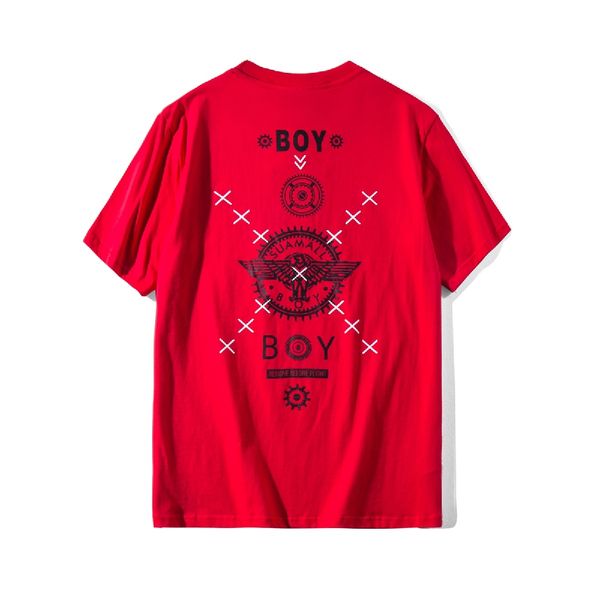 19 New Boy Golden Eagle Short Sleeve Red T Shirt Mens Tide Brand Cotton Couple Loose Large Size Korean Womens Half Sleeve Fun Tee Shirts Silly T
