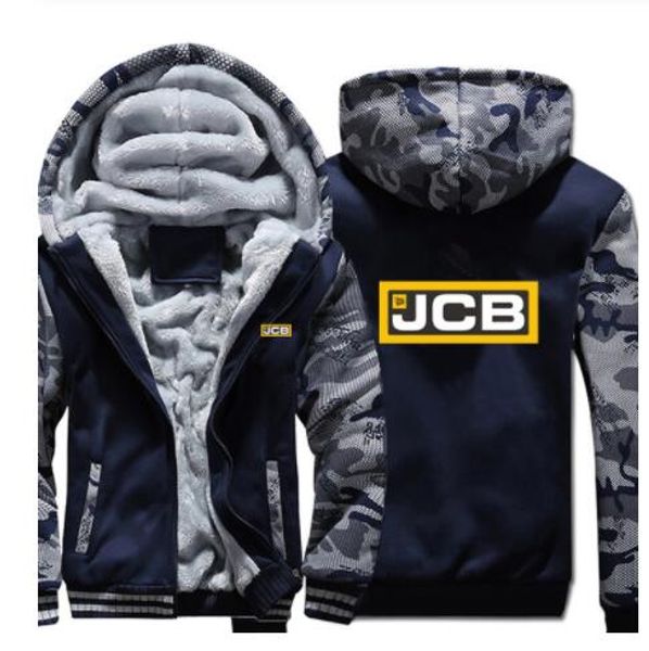 

excavator jcb hoodies winter camouflage sleeve jacket men thicken fleece thicken warm fleece cotton zipper male tracksuit