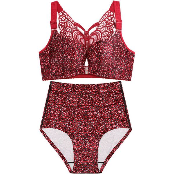 

бюстгальтер застегнутый перед большого размером красивых задней части с traceless глянцевой поверхности леопард-печать сексуальной бабочки н, Red;black