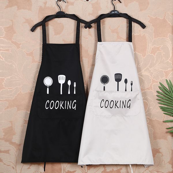 

1pc polyester water-proof oil-proof women apron sleeveless for kitchen baking cooking aprons black white women man aprons