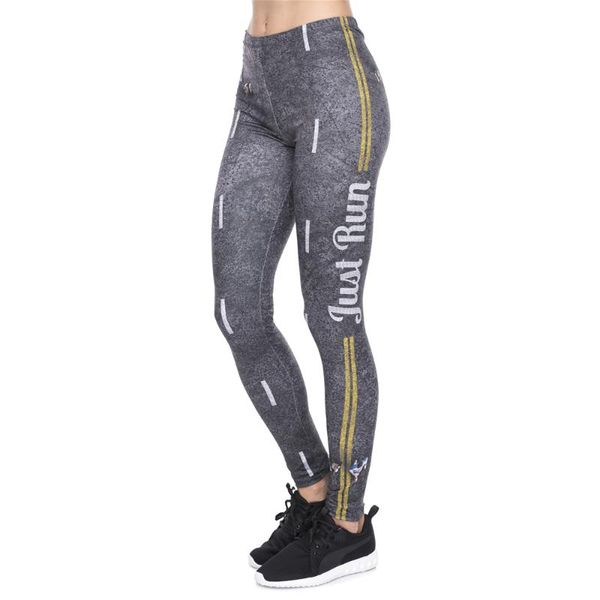 

new leggins mujer road printing legging feminina leggins fitness woman pants workout leggings#3, Black