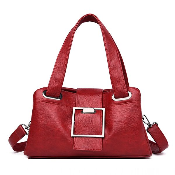 

2020 new style leather handbag handbag fashion pillow bag middle aged women's shoulder bag