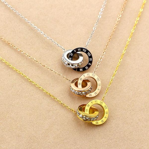 

2020 drill roman numerals short necklace for woman south korea fashion titanium steel rose gold plated collar bone chain gift