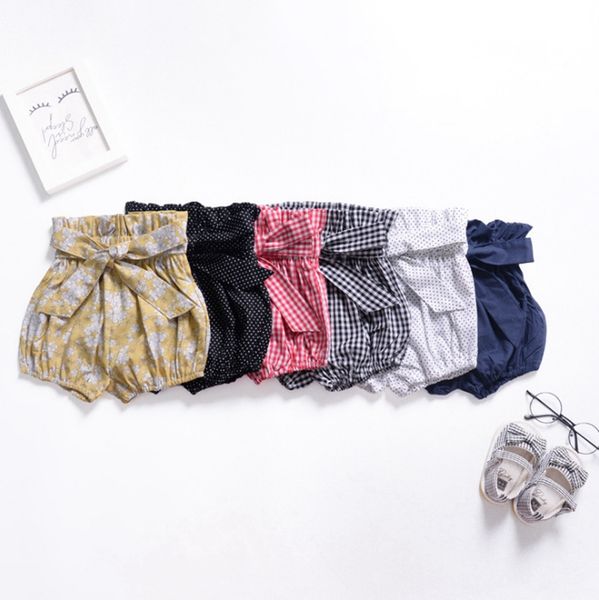 

toddler girls shorts floral print pp pants bow tie girls ruffle short pants high waist bloomers baby girl summer clothes 6 designs yw3243q, Black