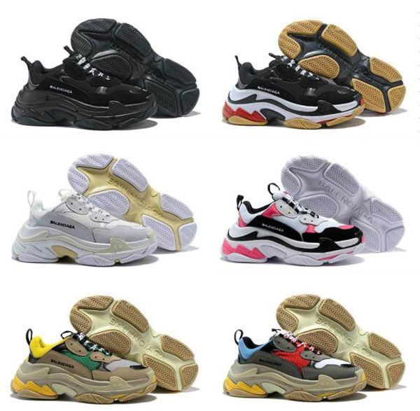 

2020 fashion balenciaga a1 paris 17fw triple s sneakers for men women white green pink casual dad shoes tennis increasing shoes us 5-11, Black