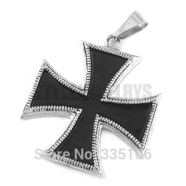 

german army iron cross pendant stainless steel jewelry black cross biker pendant swp0299, Silver