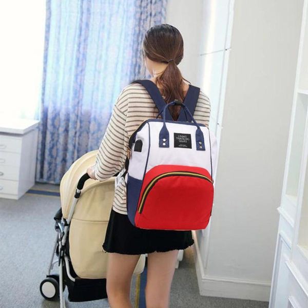 

usb port maternity diaper bags large capacity mummy nappy bag baby nursing care multicolor mother travel handbag