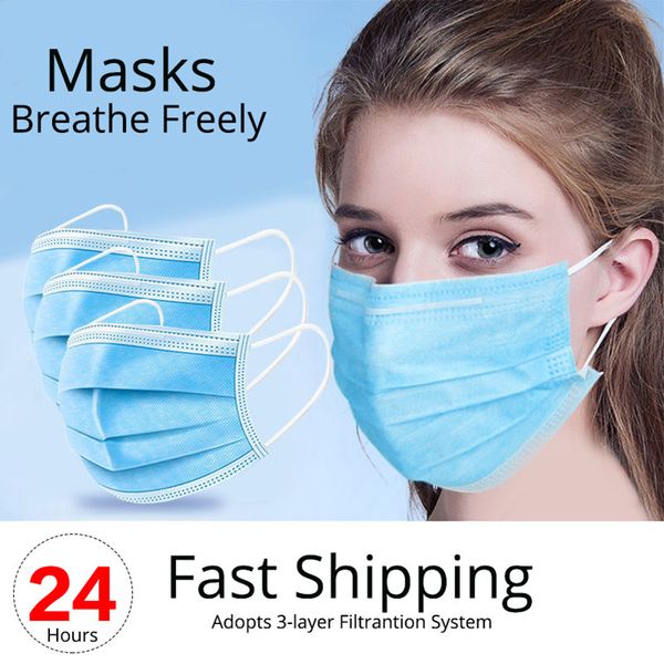 

Нетканые одноразовые маски для лица 3 слойная фильтровальная ткань висит ухо безопасности эластичный анти вирус Антипылевой туман защитные маски доставка с 12H