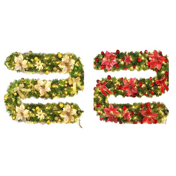 

2.7m/9ft artificial christmas fireplace garland wreath fake pine tree ornament fireplace ornament