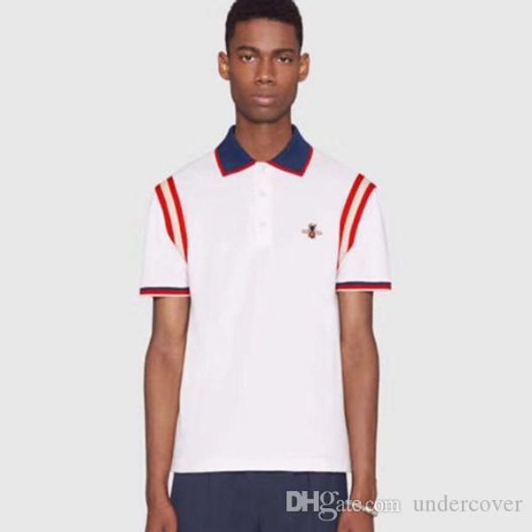 

ss19 designers italy cotton polo bee embroidery striped men solid polo shirt collar polos mens t shirts clothing shorts g poloshirt gg318