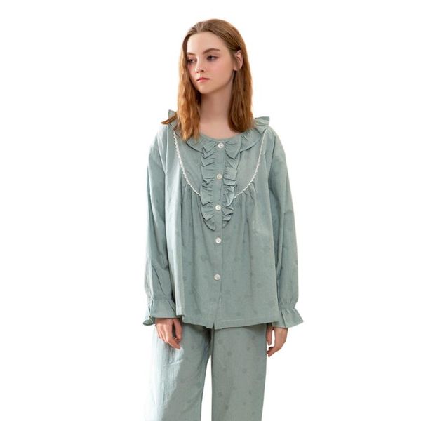 

pajamas set cotton sleepwear for women autumn spring house wear cardigan, Black;red