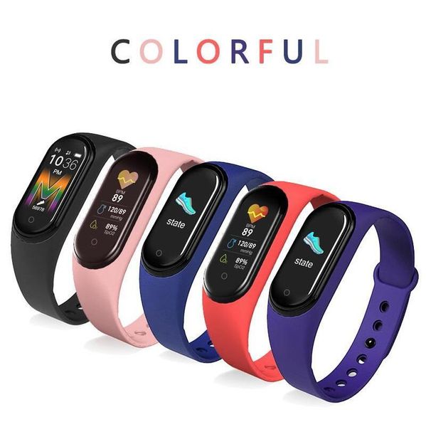 

smart watch band 5 colors fitness tracker m5 watch sport bracelet heart rate blood pressure smartband monitor health wristbands iia39, Slivery;brown