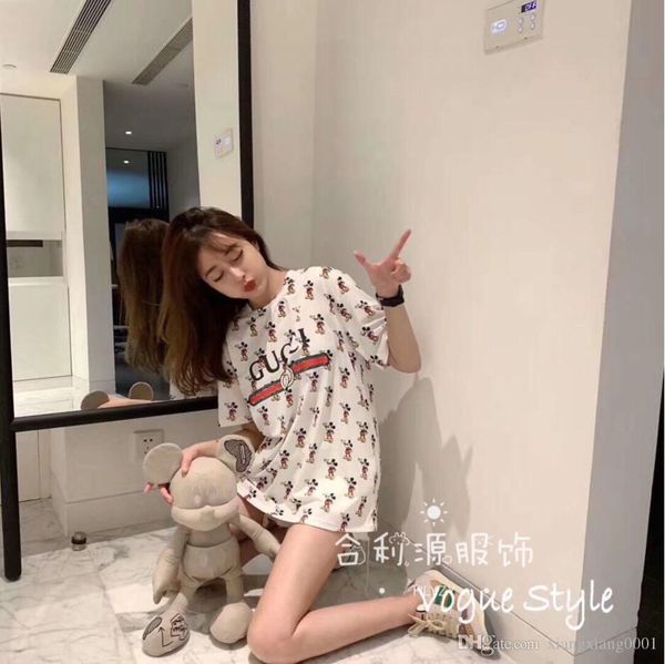 

the new 2020 korean version of loose large size women's luxury short-sleeved personalized color printing designer fashion t-shirt, White