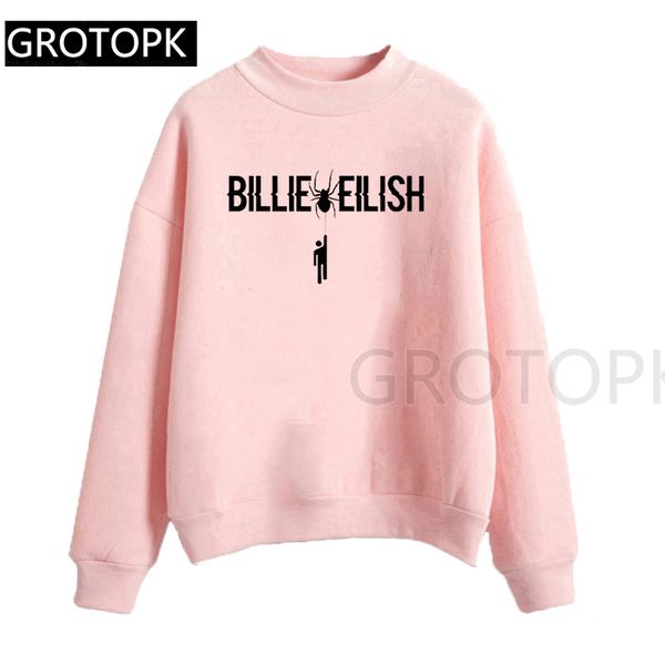

толстовки kawaii billie eilish письмо печати толстовка с длинным рукавом женщины одежда 2019 повседневный kpop плюс размер hip hop streetwea, Black