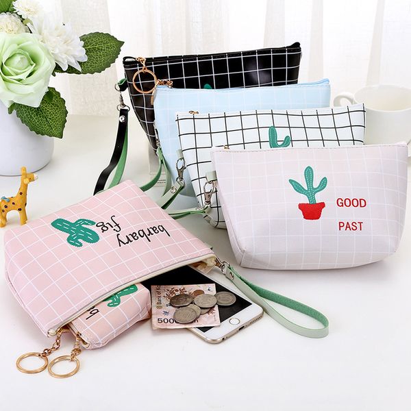

coloffice pu cartoon cactus series pencil bag students small fresh stationery storage bag girl gifts school supplies 1piece