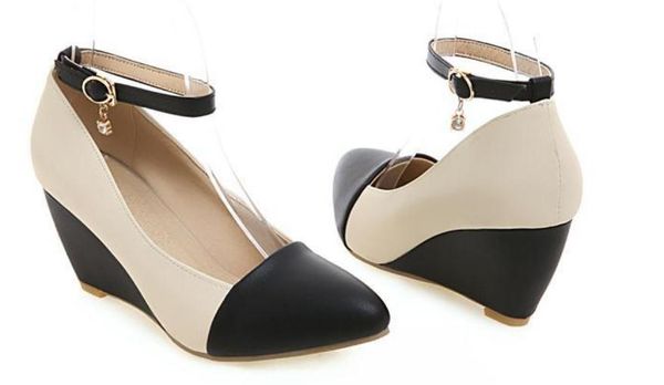 

2020 women's shoes in spring and autumn with new style slope heel pointed end@7091, Black