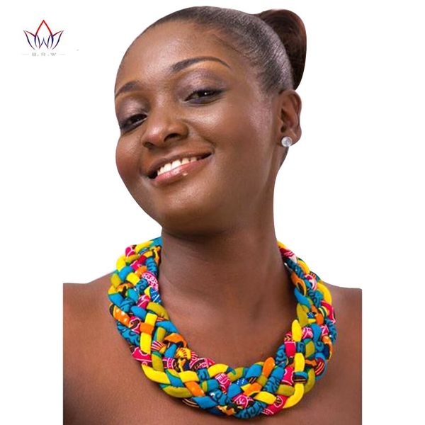 

2019 african gold print multistrand handmade necklace ankara knot necklace african print fabric jewelry for women wya075, Silver