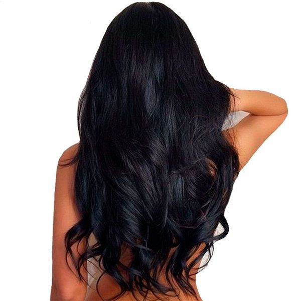 

full lace human hair wigs brazilian body wave lace front wig with baby hair natural hairline remy hair, Black