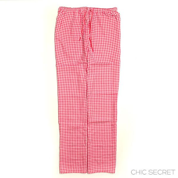 

autumn and winter women fashion loose plus size drawstring waist plaid sleep pants female trendy color comfortable lounge bottom, Black;red