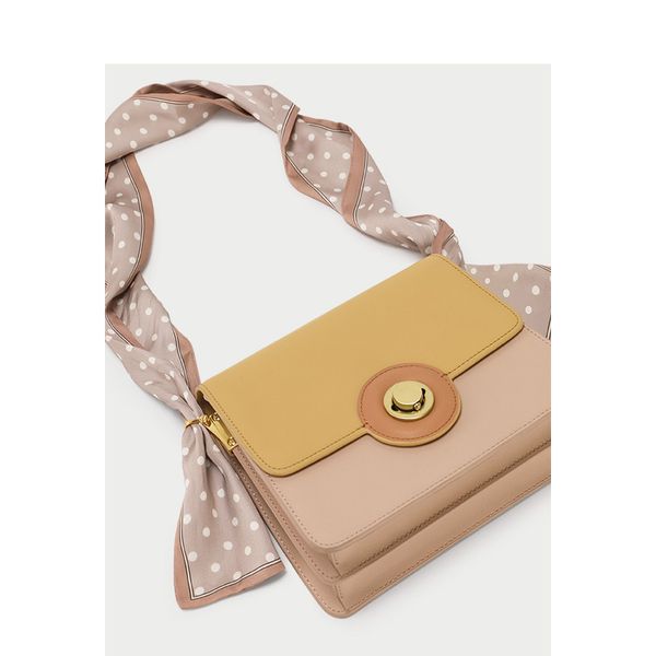 

2020 new women's shoulder bag fashion leather women's bag hit color scarf small square leather lock lady shoulder