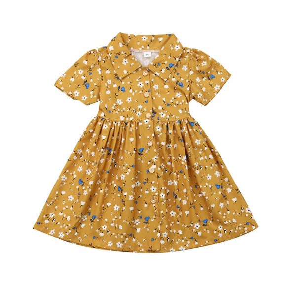 

1-6years summer toddler kid baby girl flower clothes short sleeve party dress sundress, Red;yellow