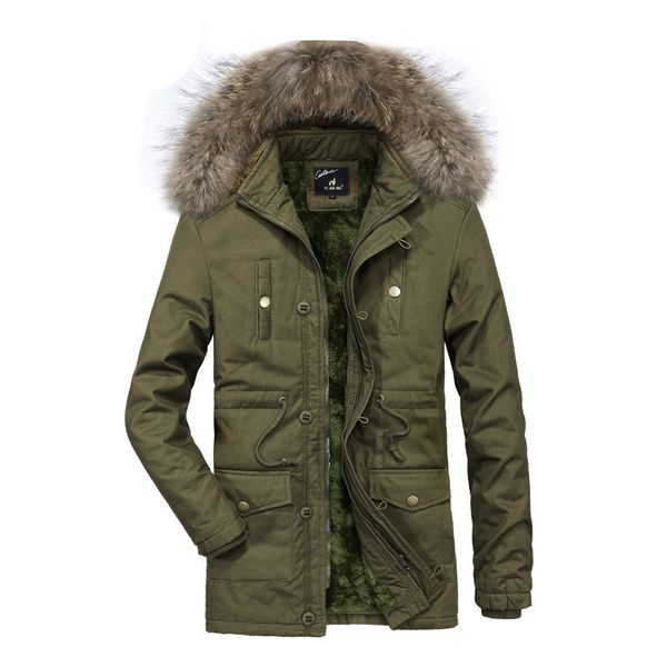 

moruancle fashion men's winter warm long parkas with fur hood fleece lined jackets and coats casual overcoat outerwear for male, Tan;black
