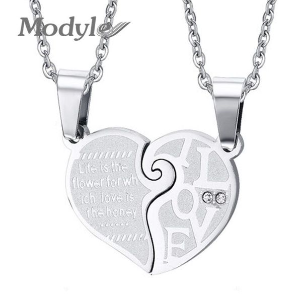 

modyle vintage свадебное ожерелье подвеска набор его ее соответствие сердцу пара женщины мужчины, Silver