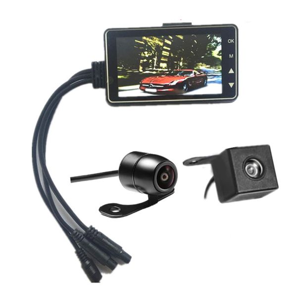 

motorcycle high definition dash cam easy install dvr wide angle lcd display motion detection practical dual lens driving car dvr