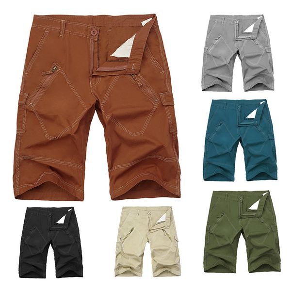 

large size five-legged tooling shorts cotton men's multi-pocket pants, Black;gray