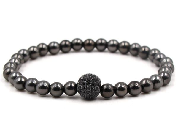 

8mm dth432 gold silver ball bead micro pave cz zircon cubic zirconia bracelet chakra macrame charm braided copper rope bangles, Black