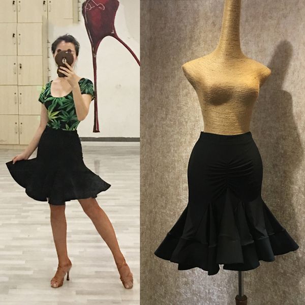 

latin dance costume women practice skirt latin competition dresses rumba/tango/samba performance costume for women dql1465, Black;red