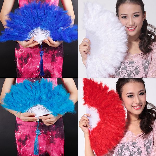 

belly dance fan fan belly dance performance props feather turkey, Black;red