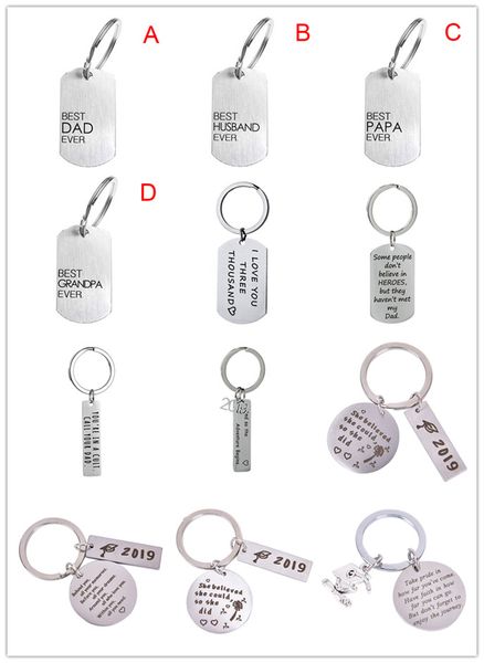 

12 styles creative fathers day gifts / graduation i love you stainless steel keychain sale, Silver