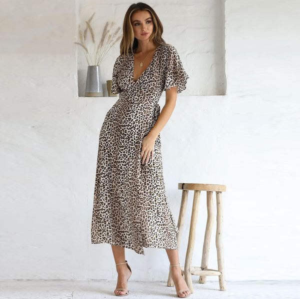 

women dress summer party night plus size leopard dress streetwear short sleeve new shelves v-neck dress woman vestido #4, Black;pink