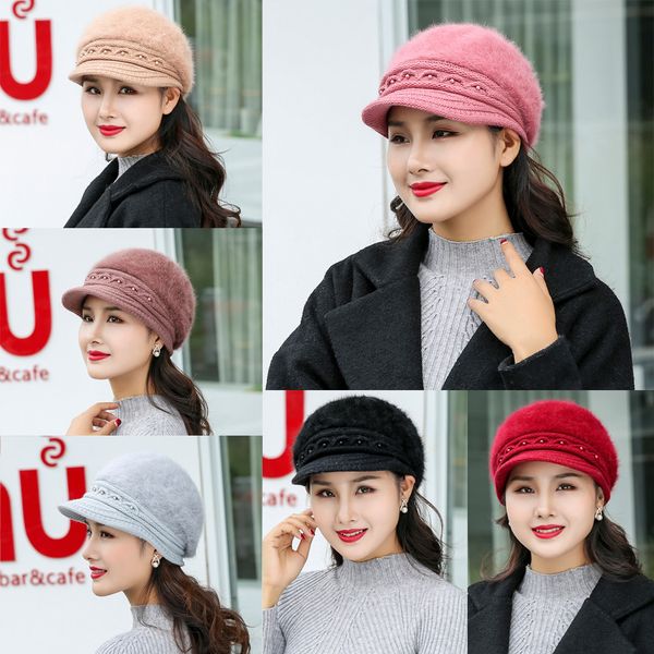 

2019 boina berets hats beanie caps head wrap scarf women winter warm knitted beanie ski solid color winter warm fashion, Blue;gray