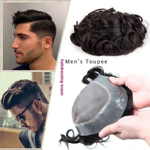 

Шелковая основа ПУ вокруг Реми человеческих волос парик мужской парик парик заме