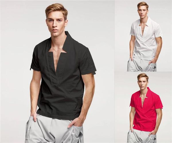 

star collar solid color tshirt short sleeve plus size male designer loose tees casual mens, White;black