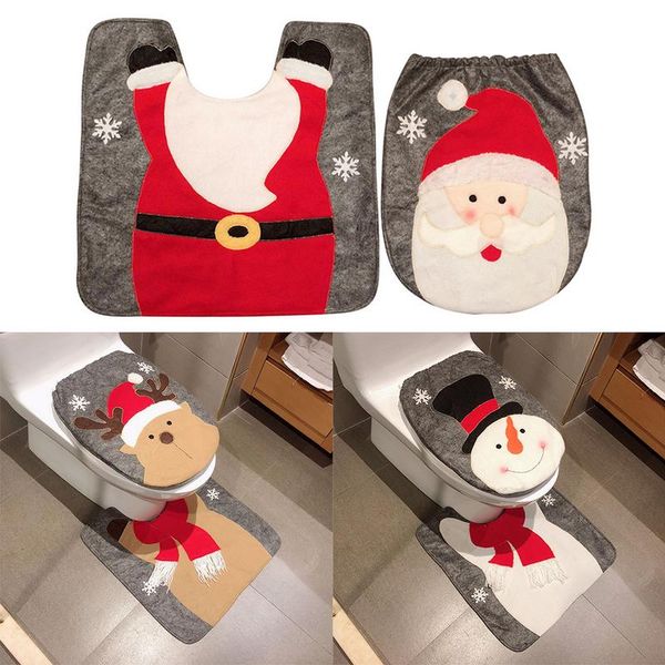 

1/2/3/4pcs fancy santa claus rug seat bathroom set contour rug christmas decoration navidad xmas party supplies new year home