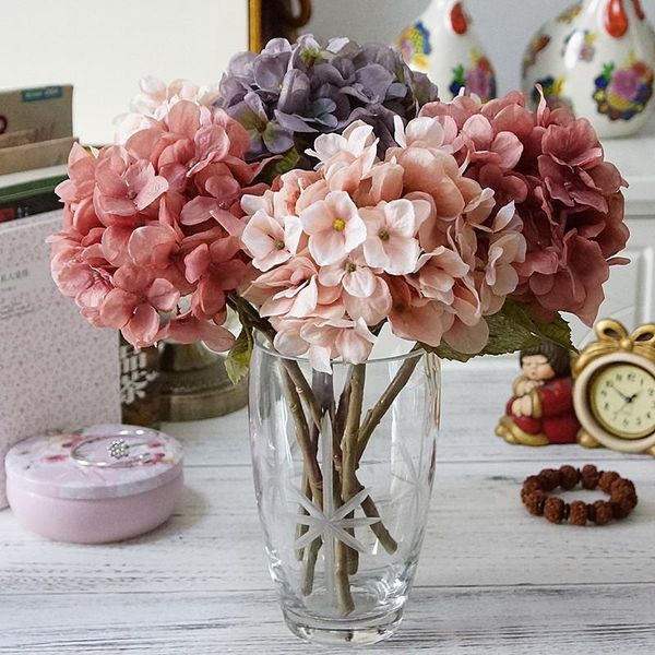 

artificial hydrangea flower head 47cm fake silk single real touch hydrangeas 14 colors for wedding centerpieces decorative flowers