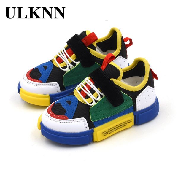 

ulknn 2018 осень новые детская обувь для девочек кроссовки кроссовки mesh дышащие мальчики спортивная обувь мягкие кожаные плоские детские к, Black;red