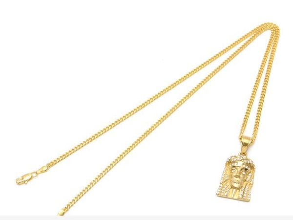 

лучшие продажи хип-хоп новая нержавеющая сталь золотой цвет bling bling горный хрусталь кристалл иисус глава лицо ожерелье цепи мода панк юв, Silver