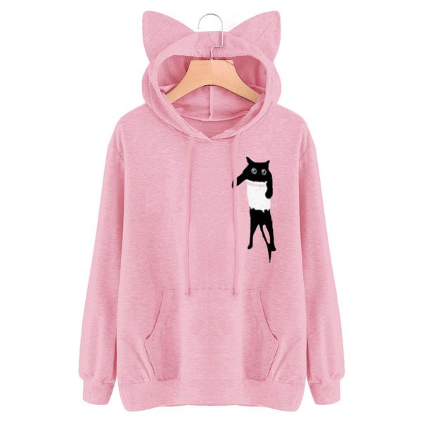 

2019 badge pocket cat hoodie, Black