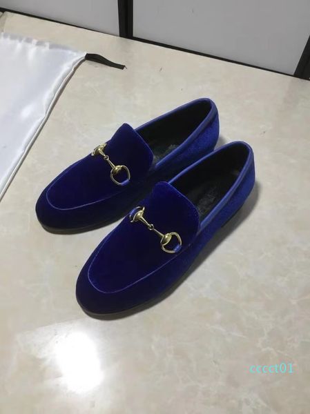 

designer luxury mens womens leather velvet horsebit loafers mules men flats causal shoes big size eur34-45 with box ct01, Black